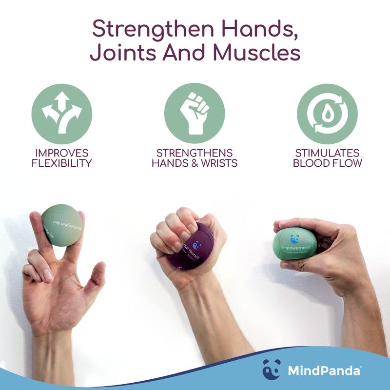 MindPanda Mind & Body Stress Balls For Adults - Tri-Density Hand Therapy Exercise Squeeze Balls - Grip Strengthening For Hand Therapy - Anxiety And Stress Relief - Physical Therapy Support Fidget with Gel Core - Image 4